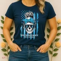 Dead Pancreas Society Diabetes Awareness Skull Messy Bun Women's T-Shirt thumb 2