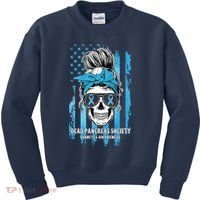 Dead Pancreas Society Diabetes Awareness Skull Messy Bun Kids Sweatshirt thumb 0