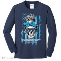 Dead Pancreas Society Diabetes Awareness Skull Messy Bun Kids Long Sleeve Shirt thumb 0