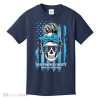 Dead Pancreas Society Diabetes Awareness Skull Messy Bun Kids T-Shirt thumb 0