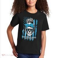 Dead Pancreas Society Diabetes Awareness Skull Messy Bun Kids T-Shirt thumb 2