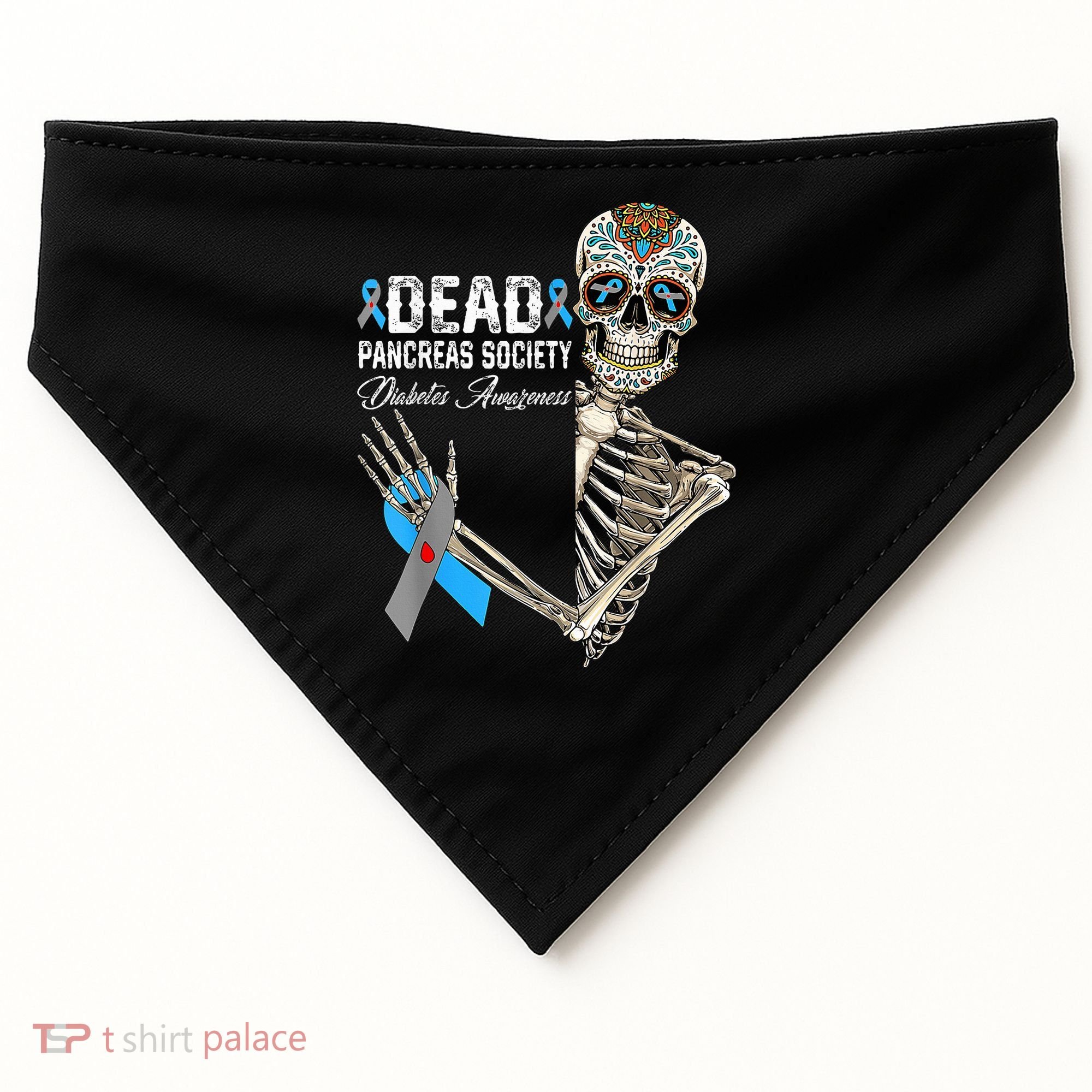 Dead Pancreas Society Diabetes Awareness Day Sugar Skeleton USA-Made Doggie Bandana