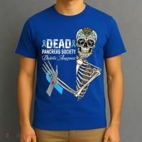 Dead Pancreas Society Diabetes Awareness Day Sugar Skeleton T-Shirt thumb 3