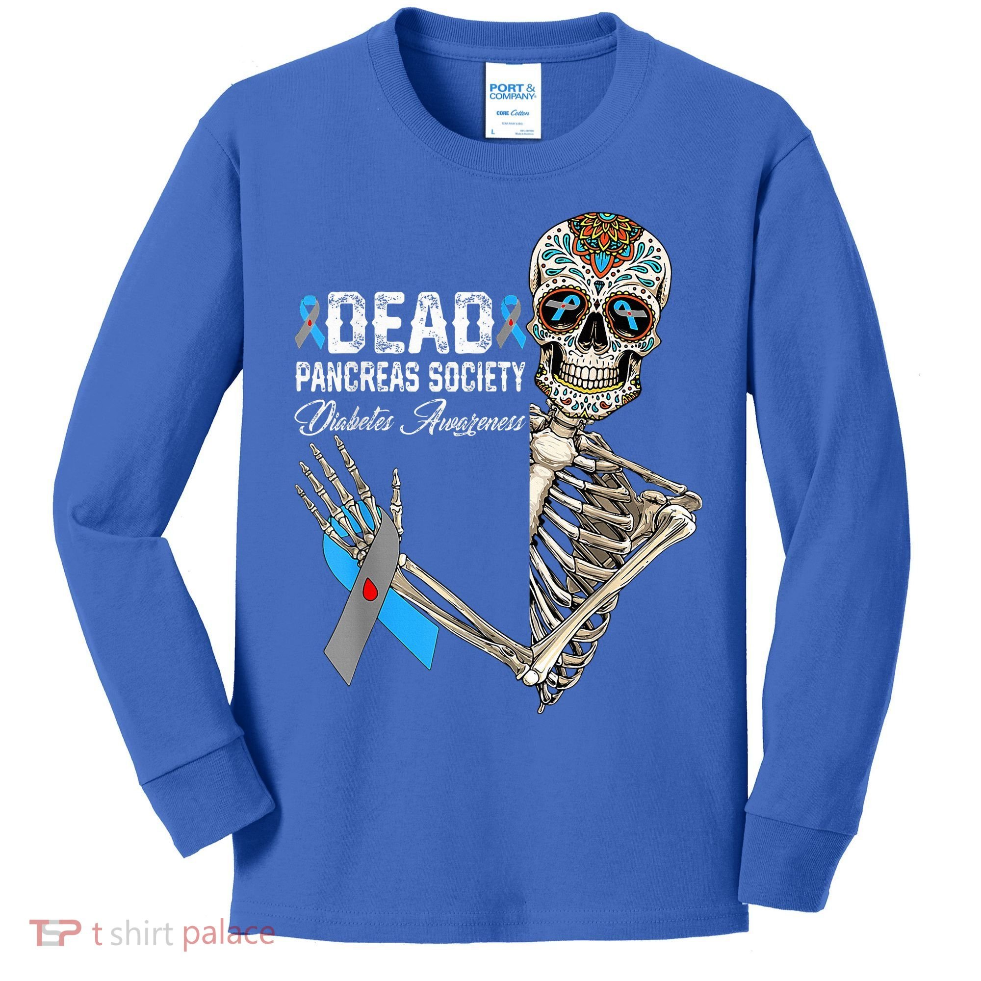 Dead Pancreas Society Diabetes Awareness Day Sugar Skeleton Kids Long Sleeve Shirt