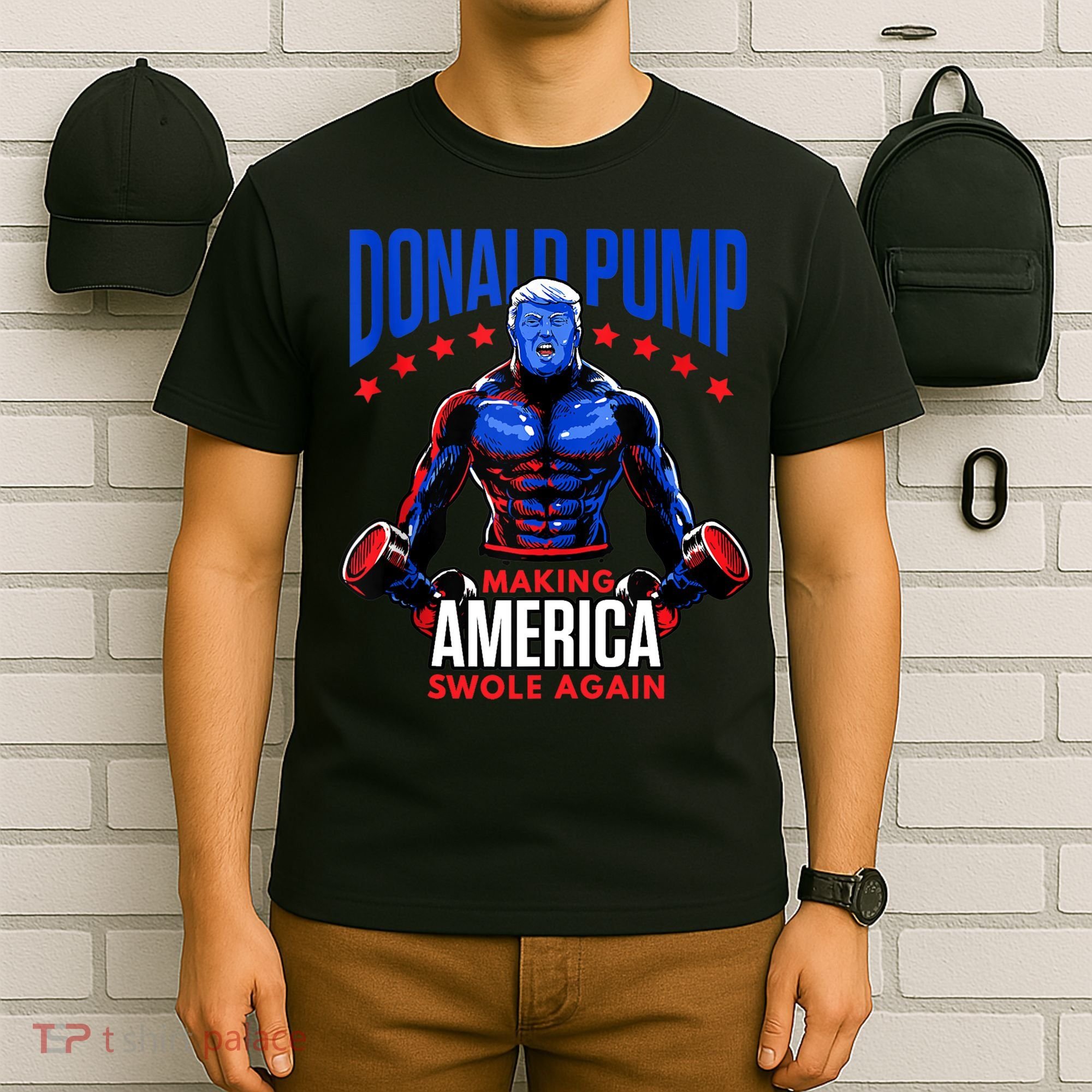 Donald Pump Swole America Gift Trump Weight Lifting Gym Fitness T-Shirt