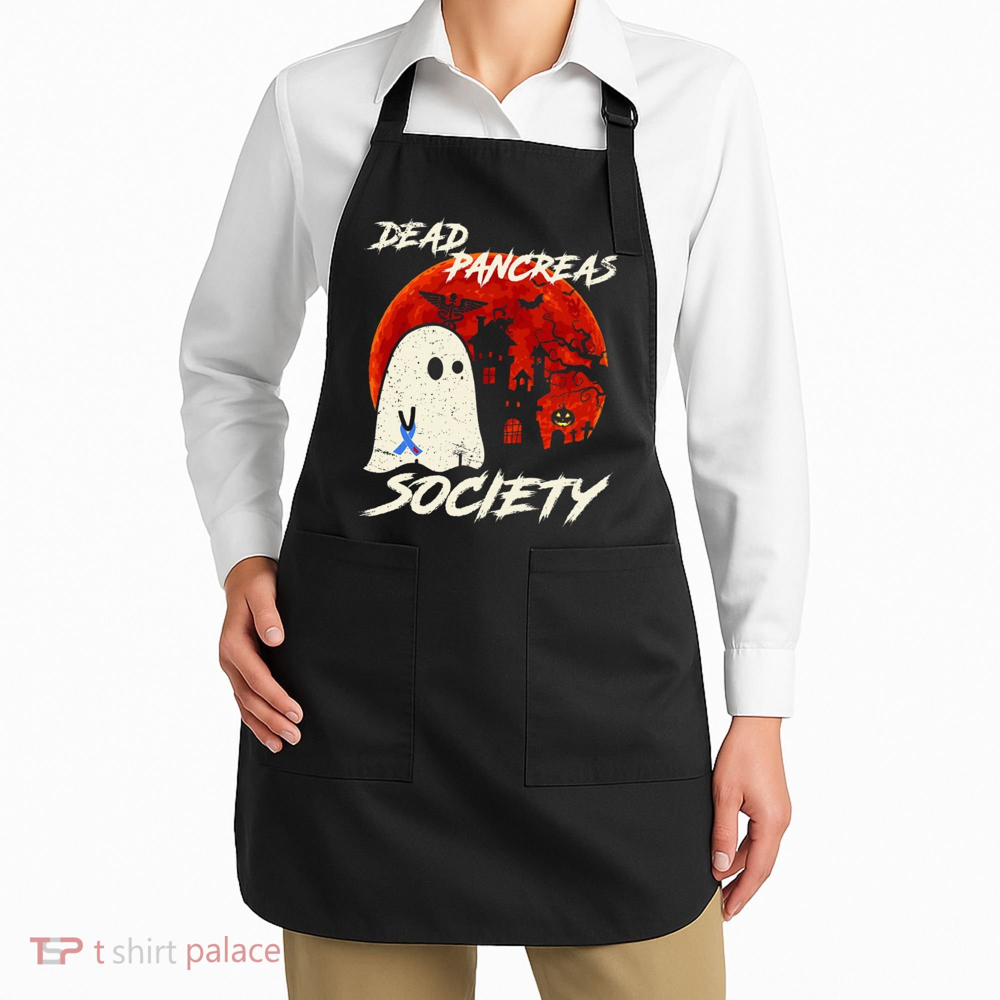 Dead Pancreas Society Ghost Diabetes Awareness Halloween Apron