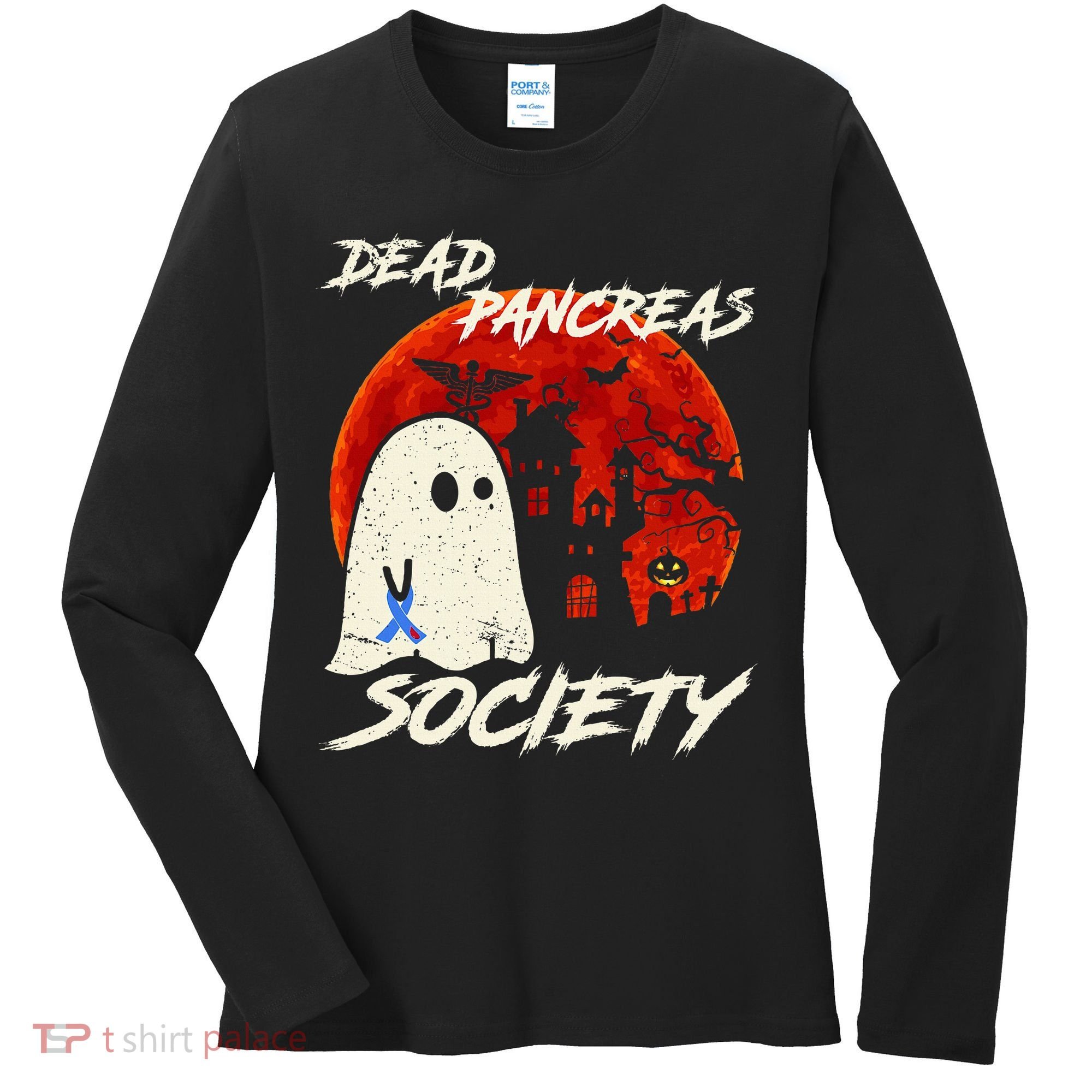 Dead Pancreas Society Ghost Diabetes Awareness Halloween Women's Long Sleeve Shirt