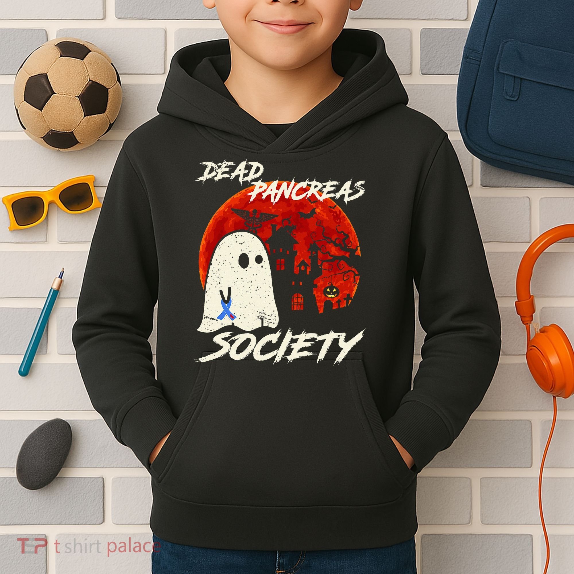 Dead Pancreas Society Ghost Diabetes Awareness Halloween Kids Hoodie