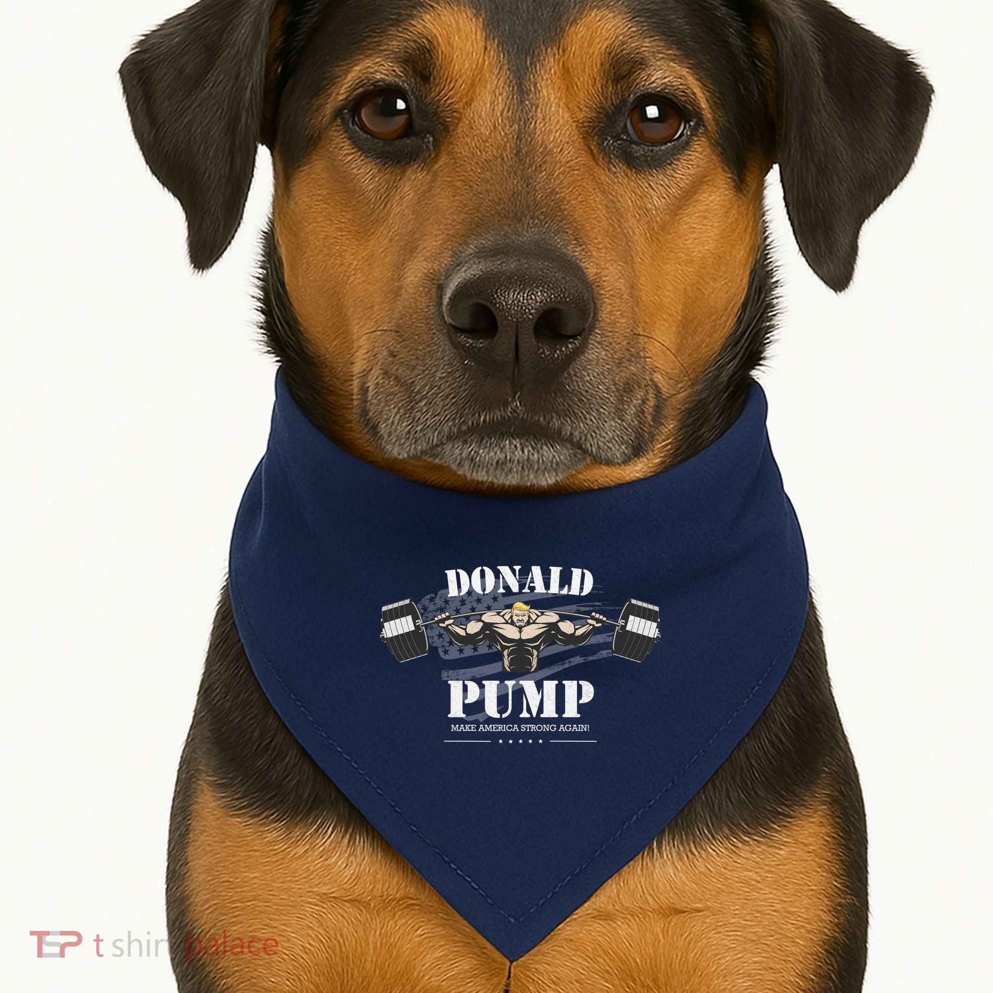 Donald Pump Trump Make America Strong Again Funny USA-Made Doggie Bandana