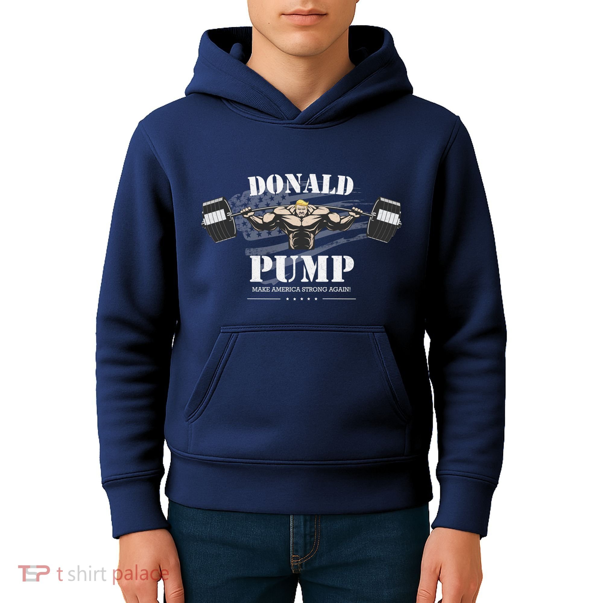 Donald Pump Trump Make America Strong Again Funny Kids Hoodie
