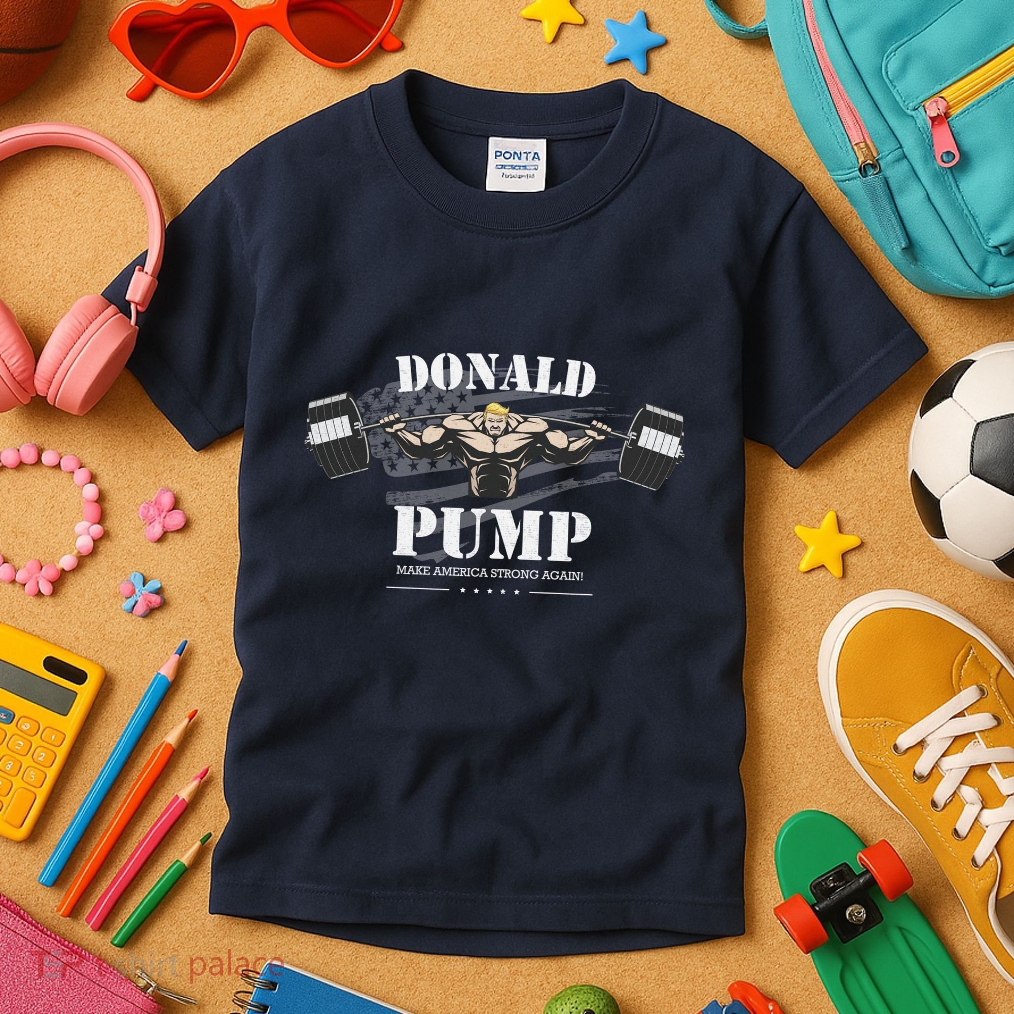 Donald Pump Trump Make America Strong Again Funny Kids T-Shirt