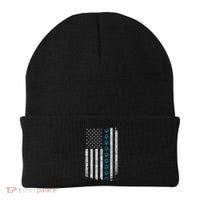 Dog Paw Thin Blue Line American Flag Police Dog Military K9 Meaningful Gift Beanie thumb 0