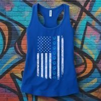 Dog Paw Thin Blue Line American Flag Police Dog Military K9 Meaningful Gift Women's Tank Top thumb 3