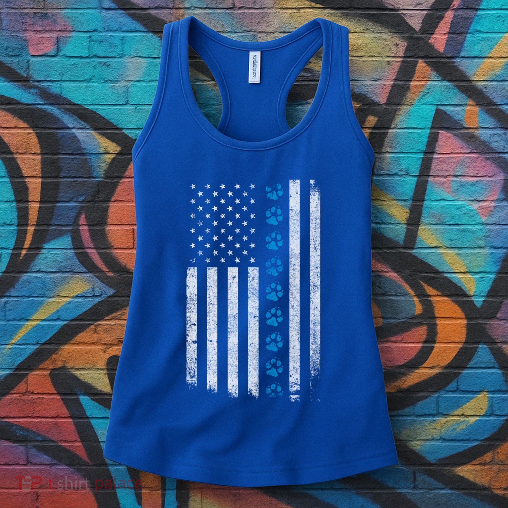 Dog Paw Thin Blue Line American Flag Police Dog Military K9 Meaningful Gift Women's Tank Top