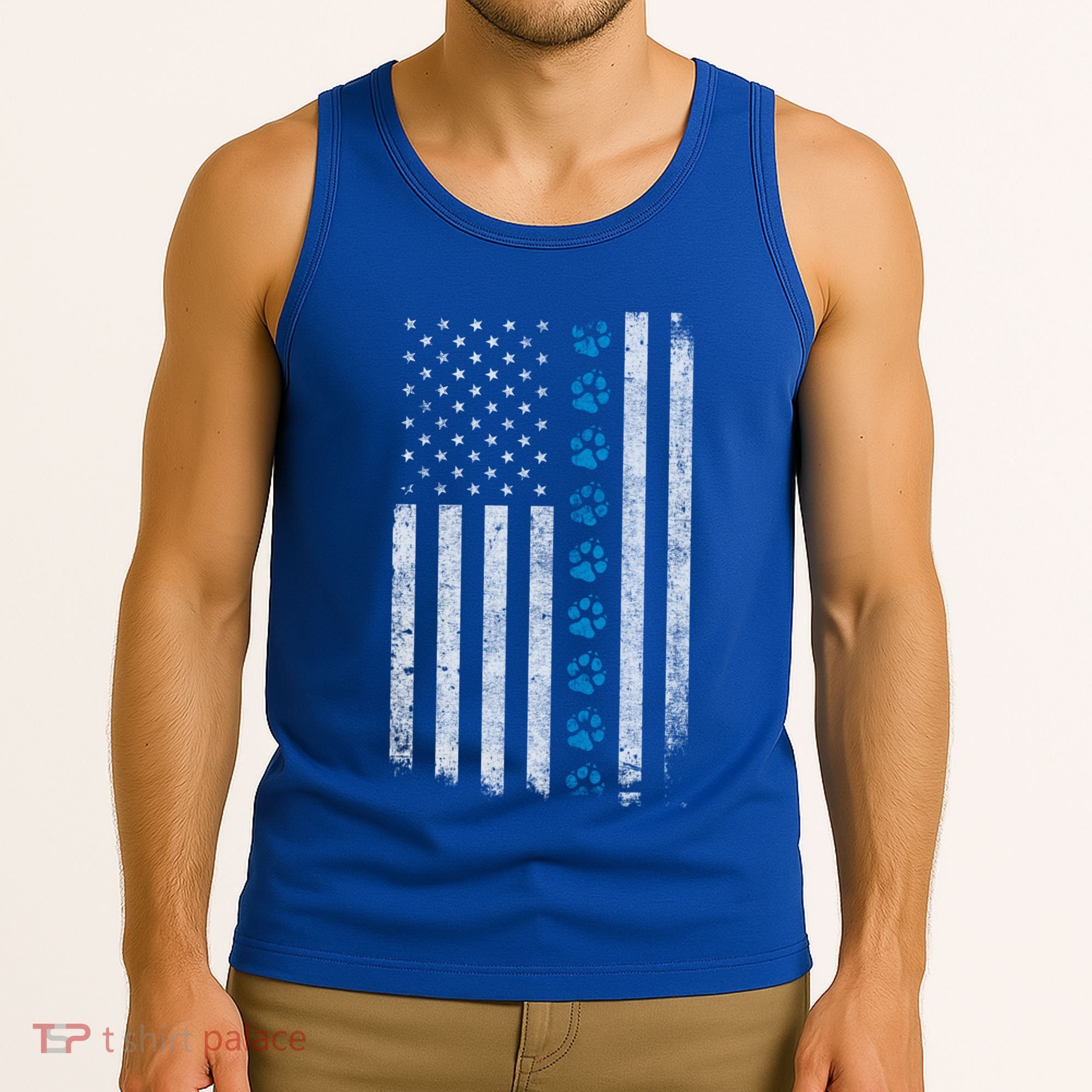 Dog Paw Thin Blue Line American Flag Police Dog Military K9 Meaningful Gift Tank Top