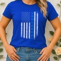 Dog Paw Thin Blue Line American Flag Police Dog Military K9 Meaningful Gift Women's T-Shirt thumb 2