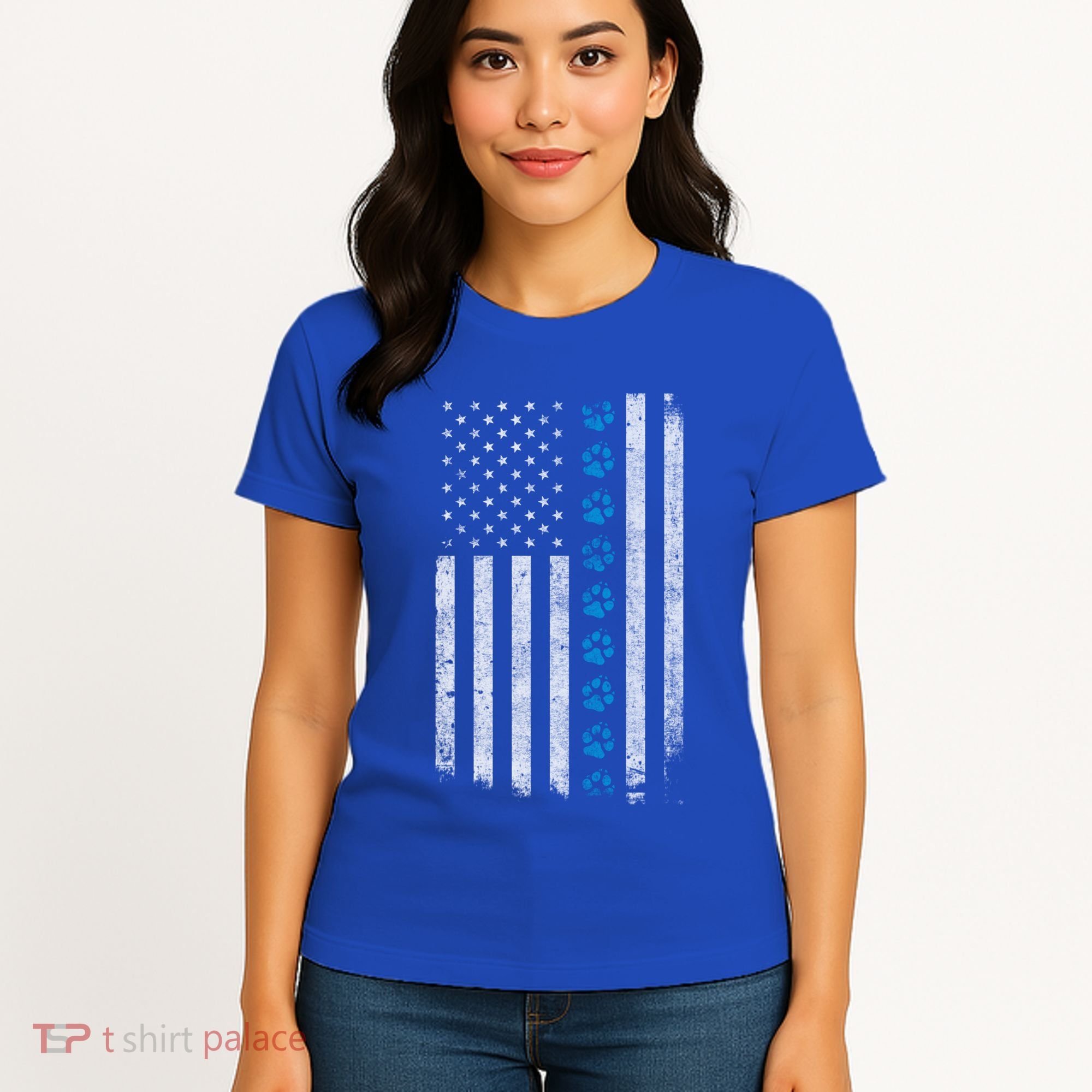 Dog Paw Thin Blue Line American Flag Police Dog Military K9 Meaningful Gift Women's T-Shirt