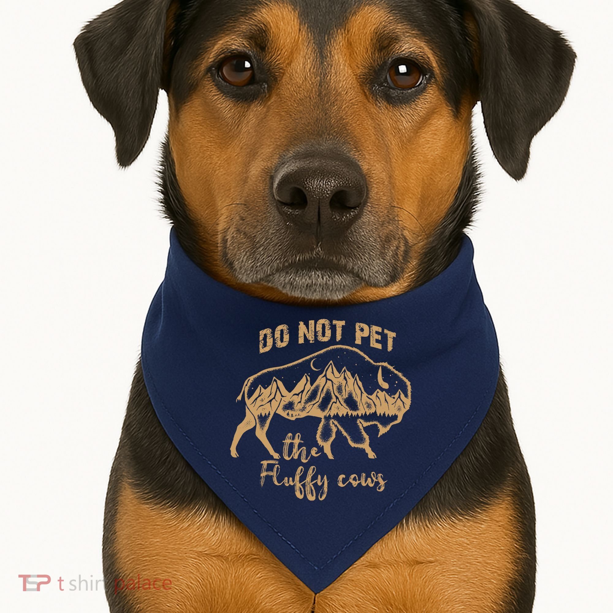 Don't Pet The Fluff Cows Funny Buffalo USA-Made Doggie Bandana