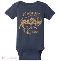 Don't Pet The Fluff Cows Funny Buffalo Baby Bodysuit thumb 0