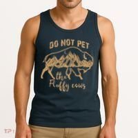 Don't Pet The Fluff Cows Funny Buffalo Tank Top thumb 3