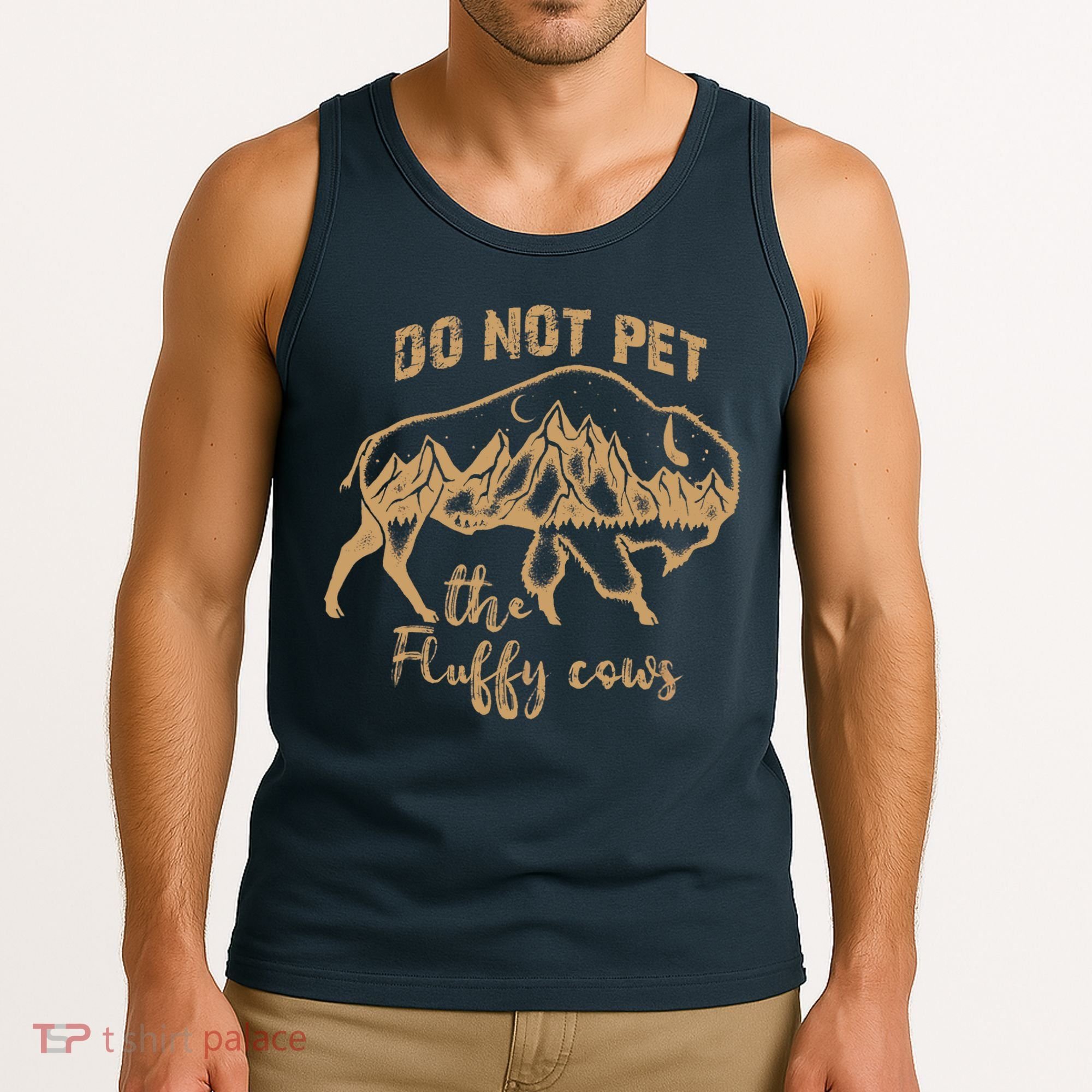 Don't Pet The Fluff Cows Funny Buffalo Tank Top