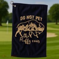 Don't Pet The Fluff Cows Funny Buffalo Golf Towel thumb 1