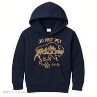 Don't Pet The Fluff Cows Funny Buffalo Kids Hoodie thumb 0