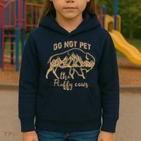 Don't Pet The Fluff Cows Funny Buffalo Kids Hoodie thumb 3