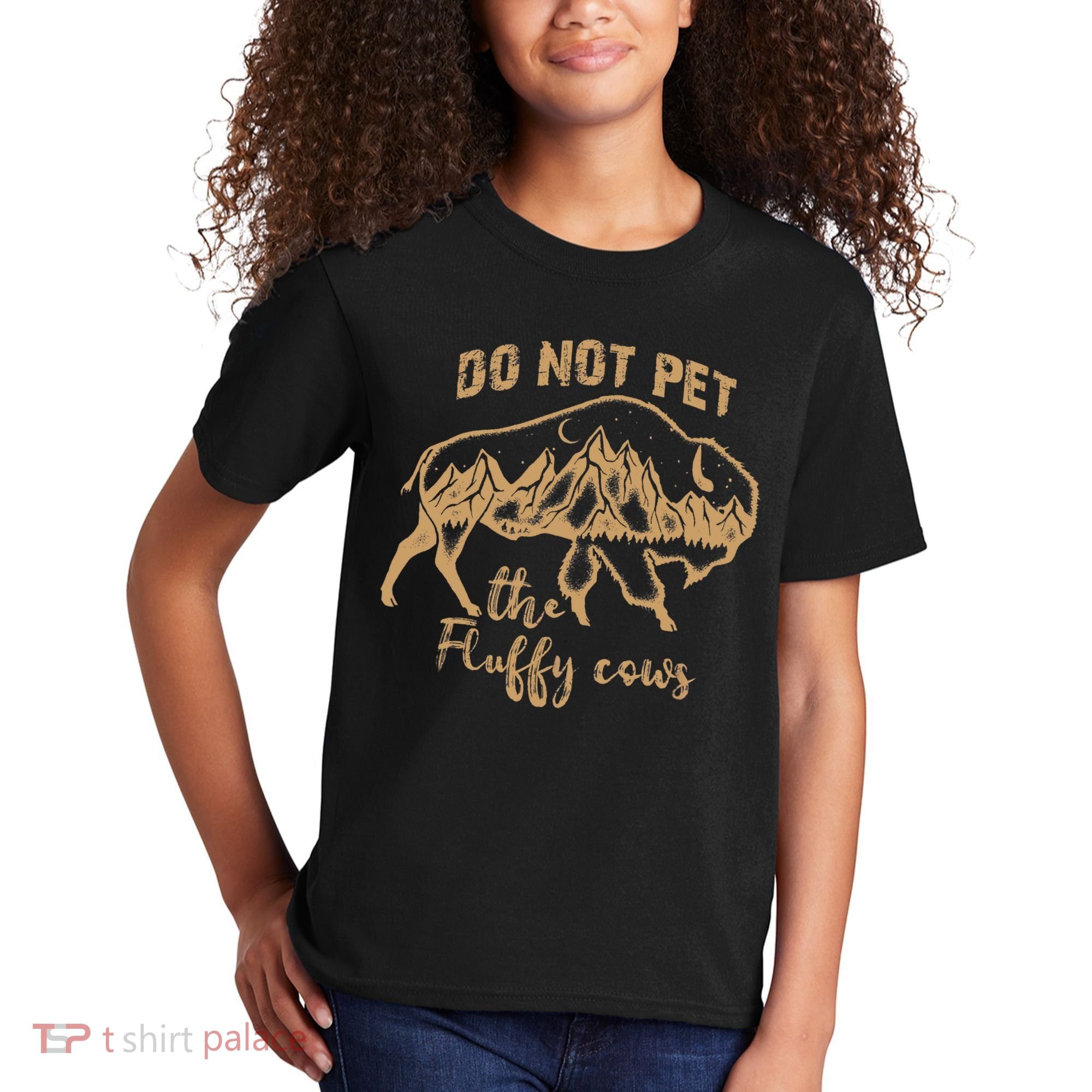 Don't Pet The Fluff Cows Funny Buffalo Kids T-Shirt
