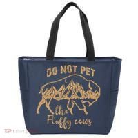 Don't Pet The Fluff Cows Funny Buffalo Tote Bag thumb 0