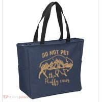 Don't Pet The Fluff Cows Funny Buffalo Tote Bag thumb 2