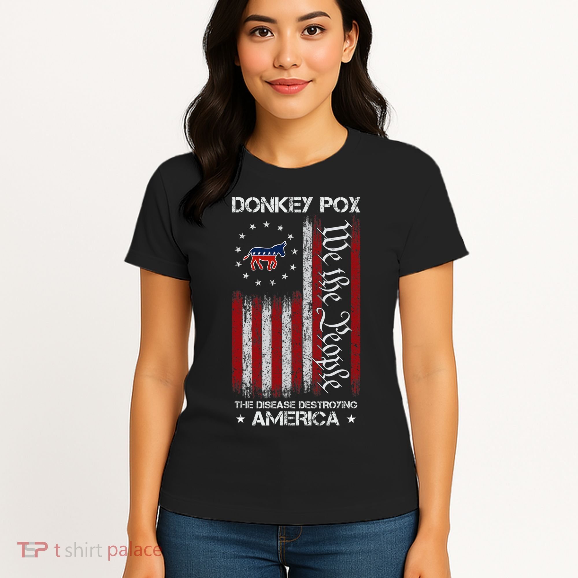 Donkey Pox The Disease Destroying America Funny Anti Biden Women's T-Shirt