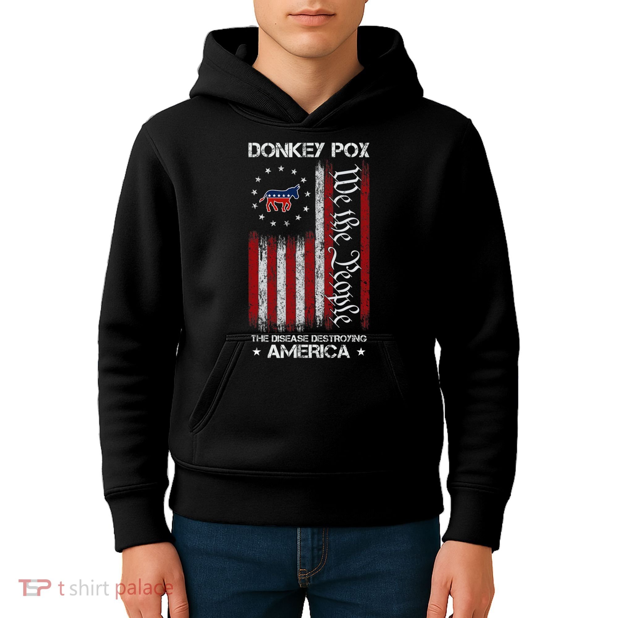 Donkey Pox The Disease Destroying America Funny Anti Biden Kids Hoodie