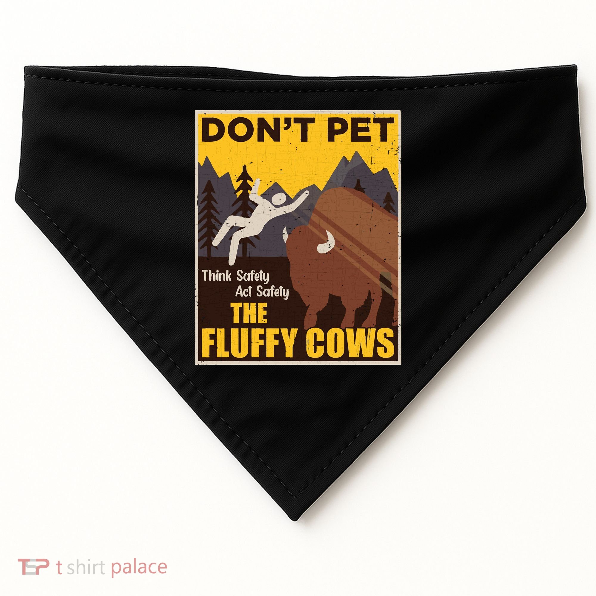 Don't Pet The Fluffy Cows Bison Buffalo USA-Made Doggie Bandana