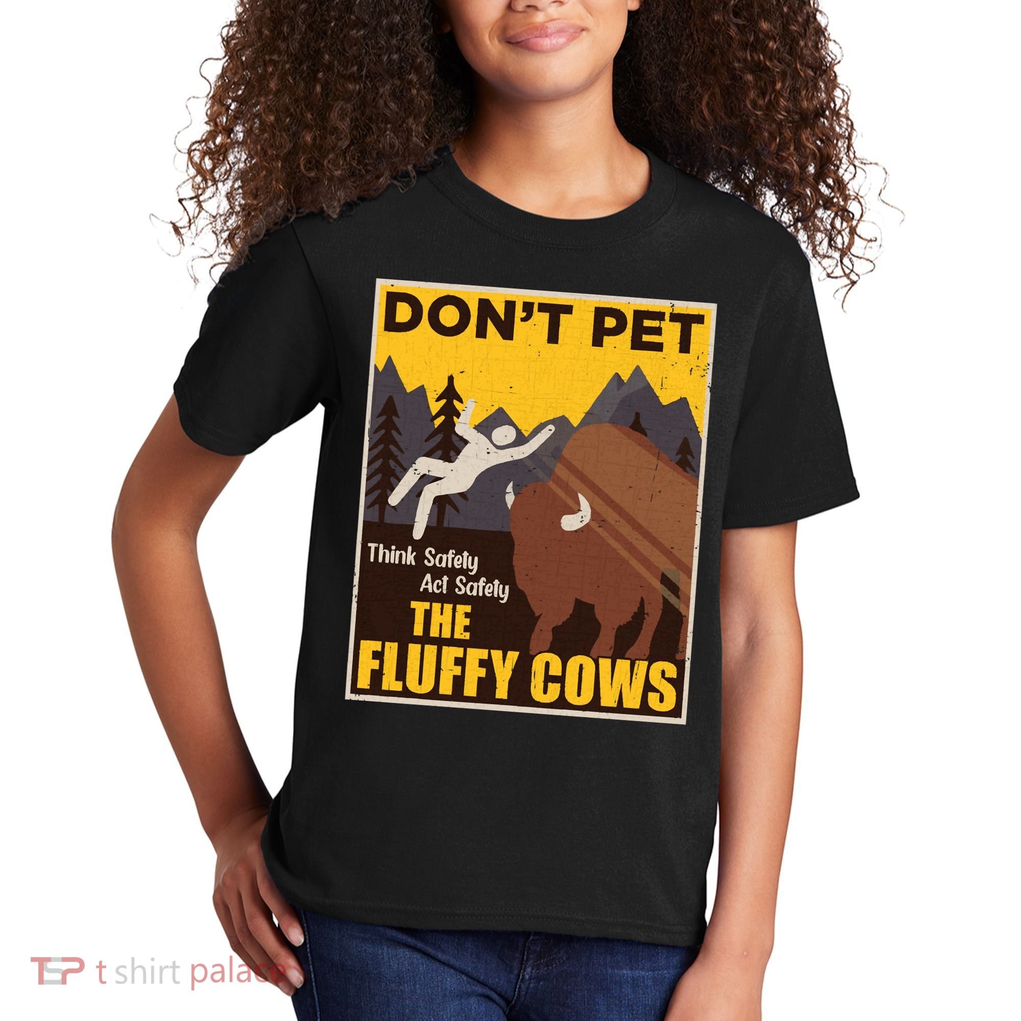 Don't Pet The Fluffy Cows Bison Buffalo Kids T-Shirt
