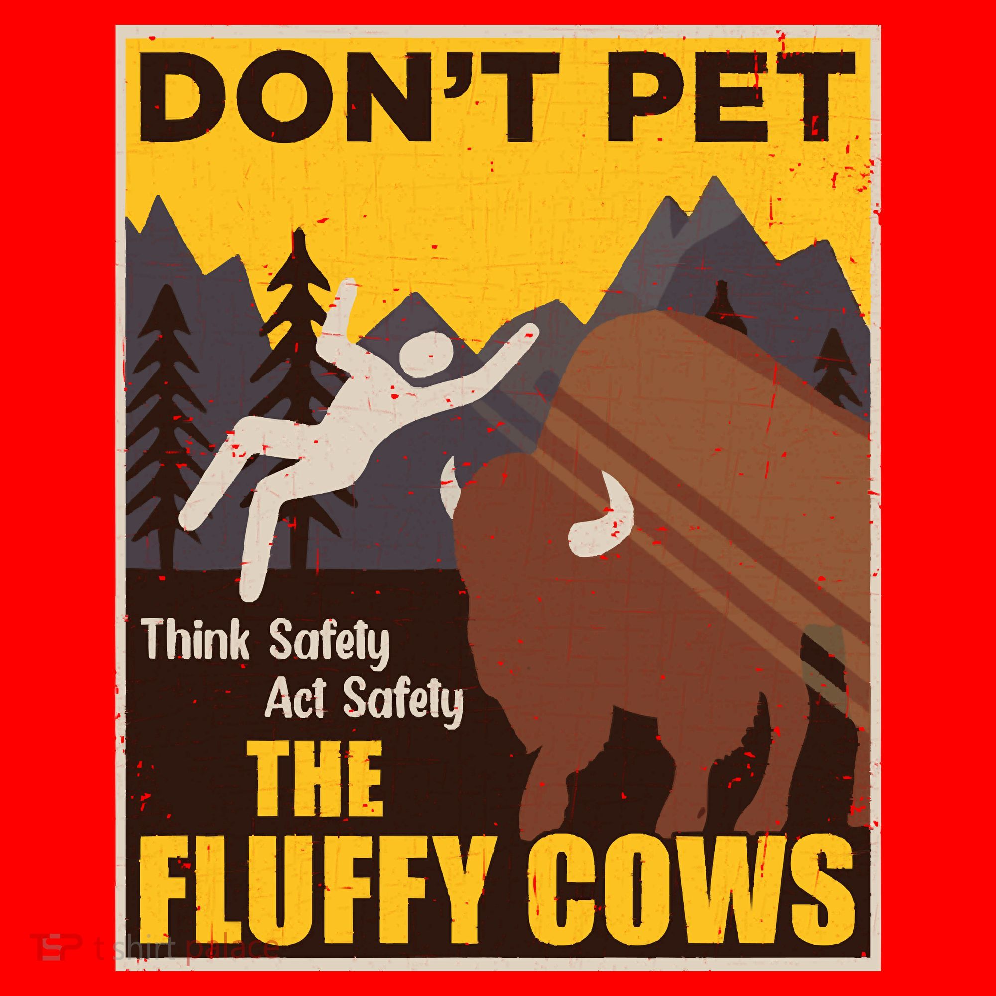 Don't Pet The Fluffy Cows Bison Buffalo Santa Hat