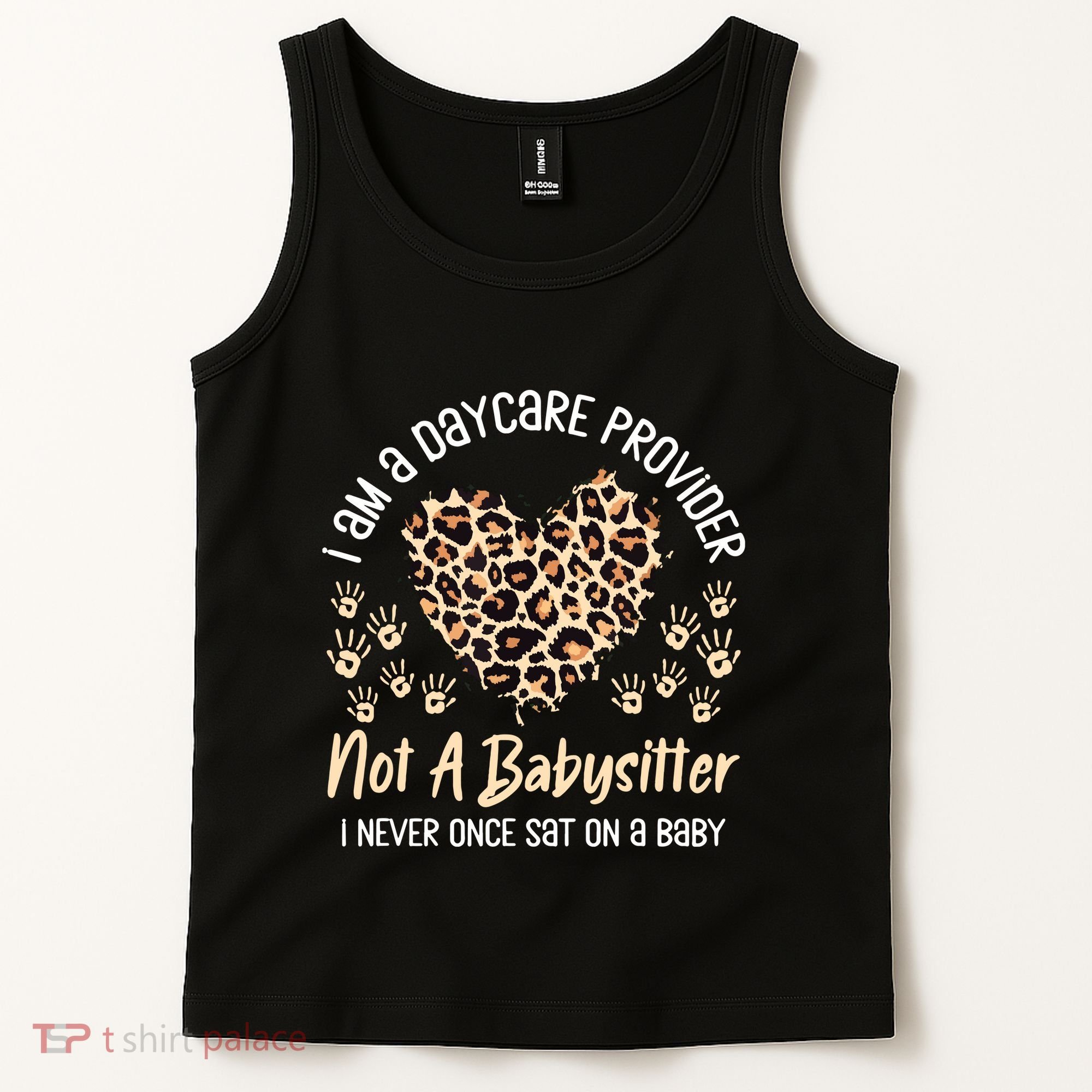 Daycare Provider Teacher Childcare Worker Leopard Heart Fun Tank Top