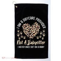 Daycare Provider Teacher Childcare Worker Leopard Heart Fun Golf Towel thumb 0