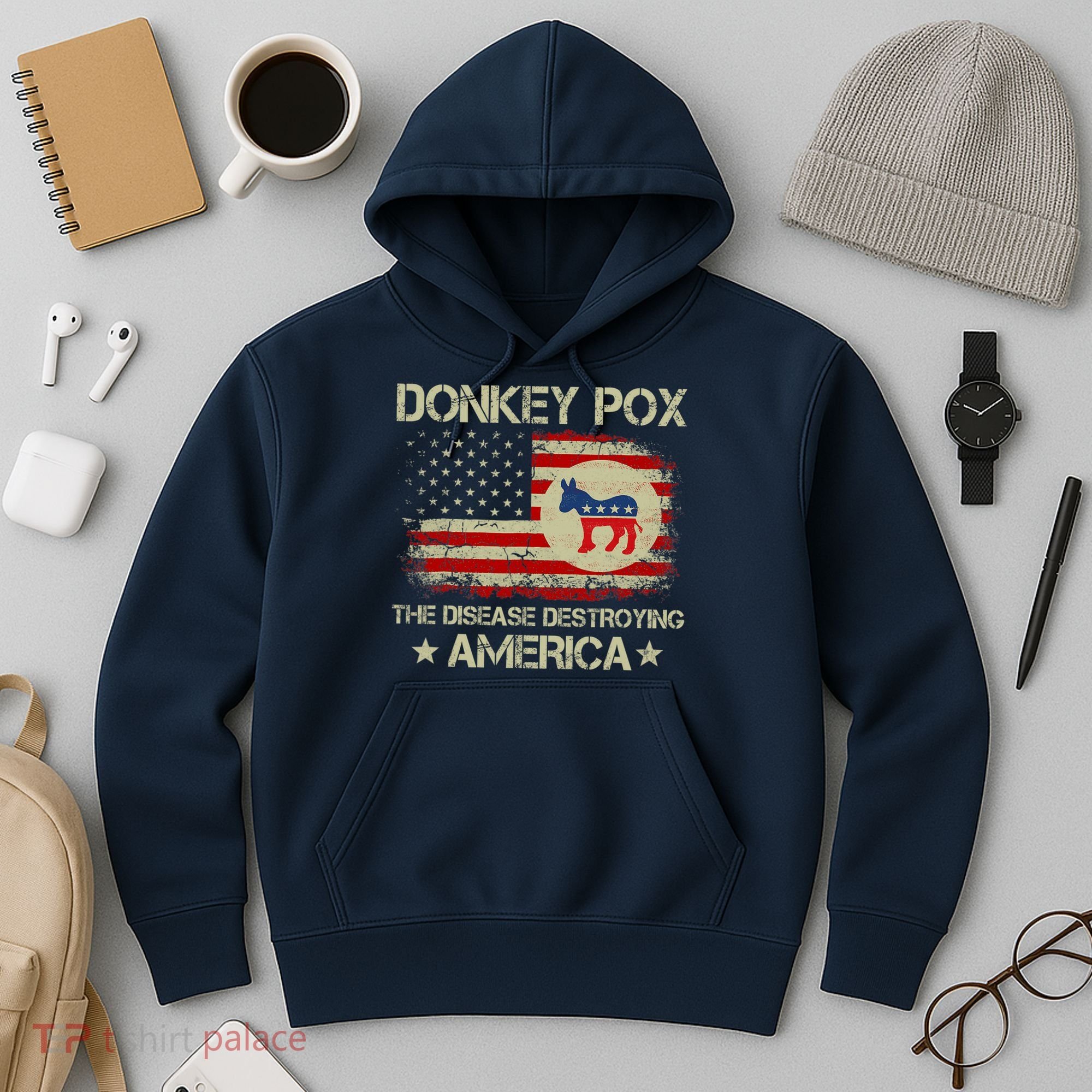 Donkey Pox The Disease Destroying America Funny Anti Biden Hoodie