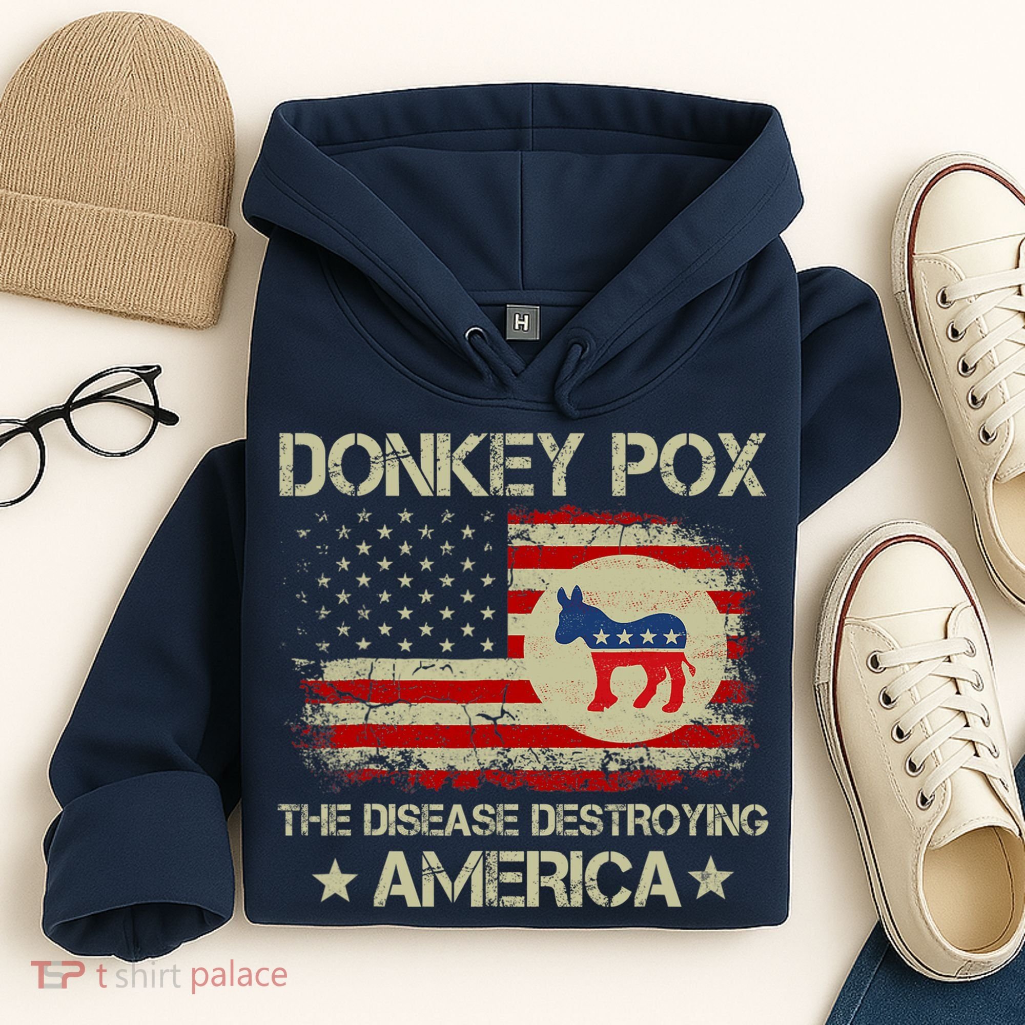 Donkey Pox The Disease Destroying America Funny Anti Biden Hoodie