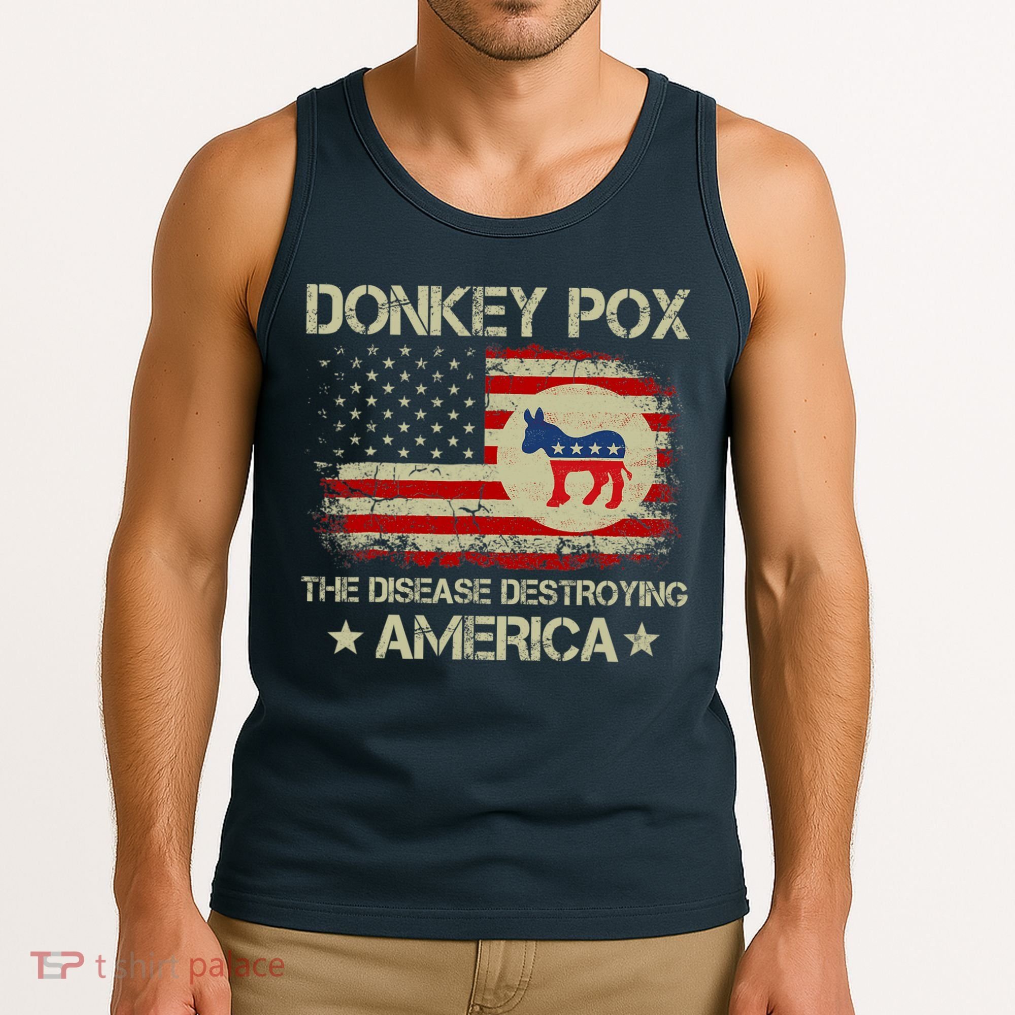 Donkey Pox The Disease Destroying America Funny Anti Biden Tank Top