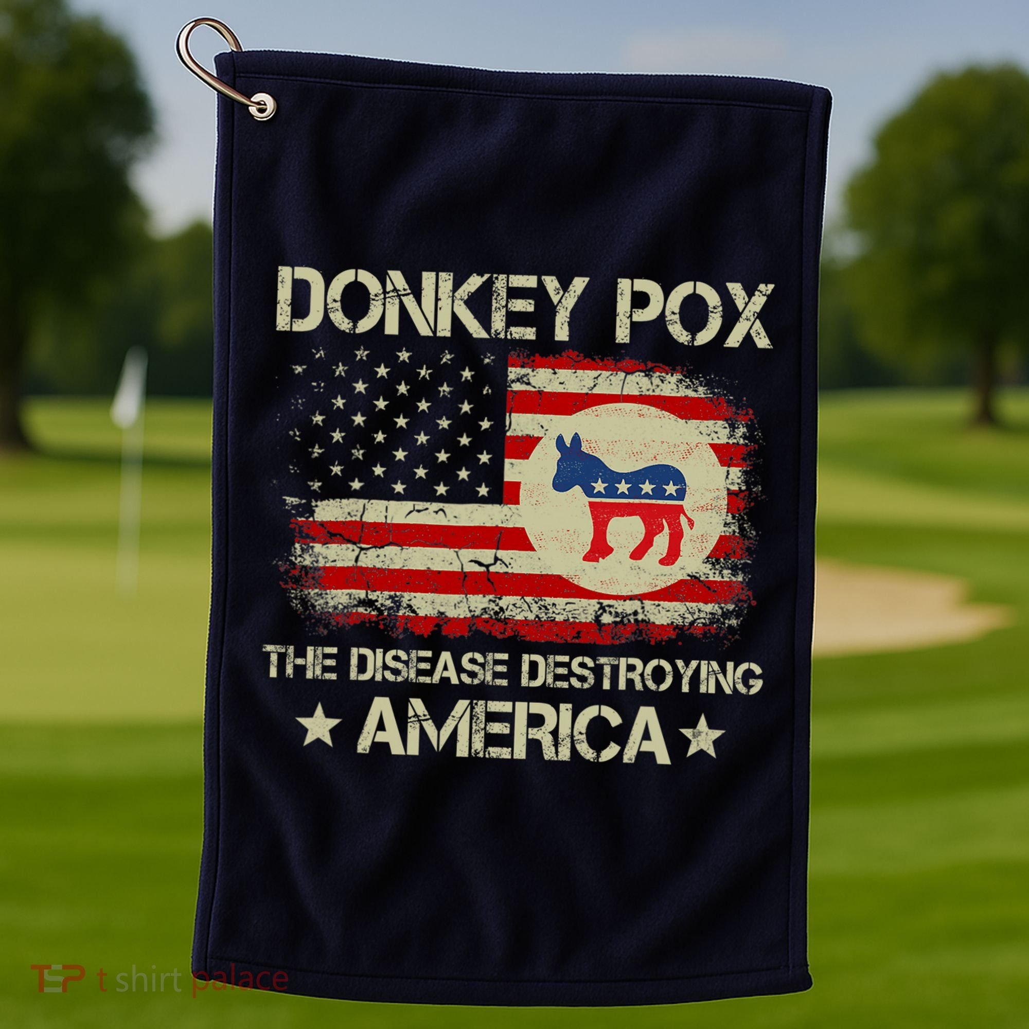 Donkey Pox The Disease Destroying America Funny Anti Biden Golf Towel