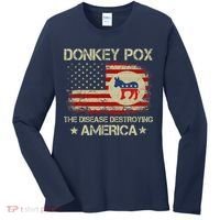 Donkey Pox The Disease Destroying America Funny Anti Biden Women's Long Sleeve Shirt thumb 0