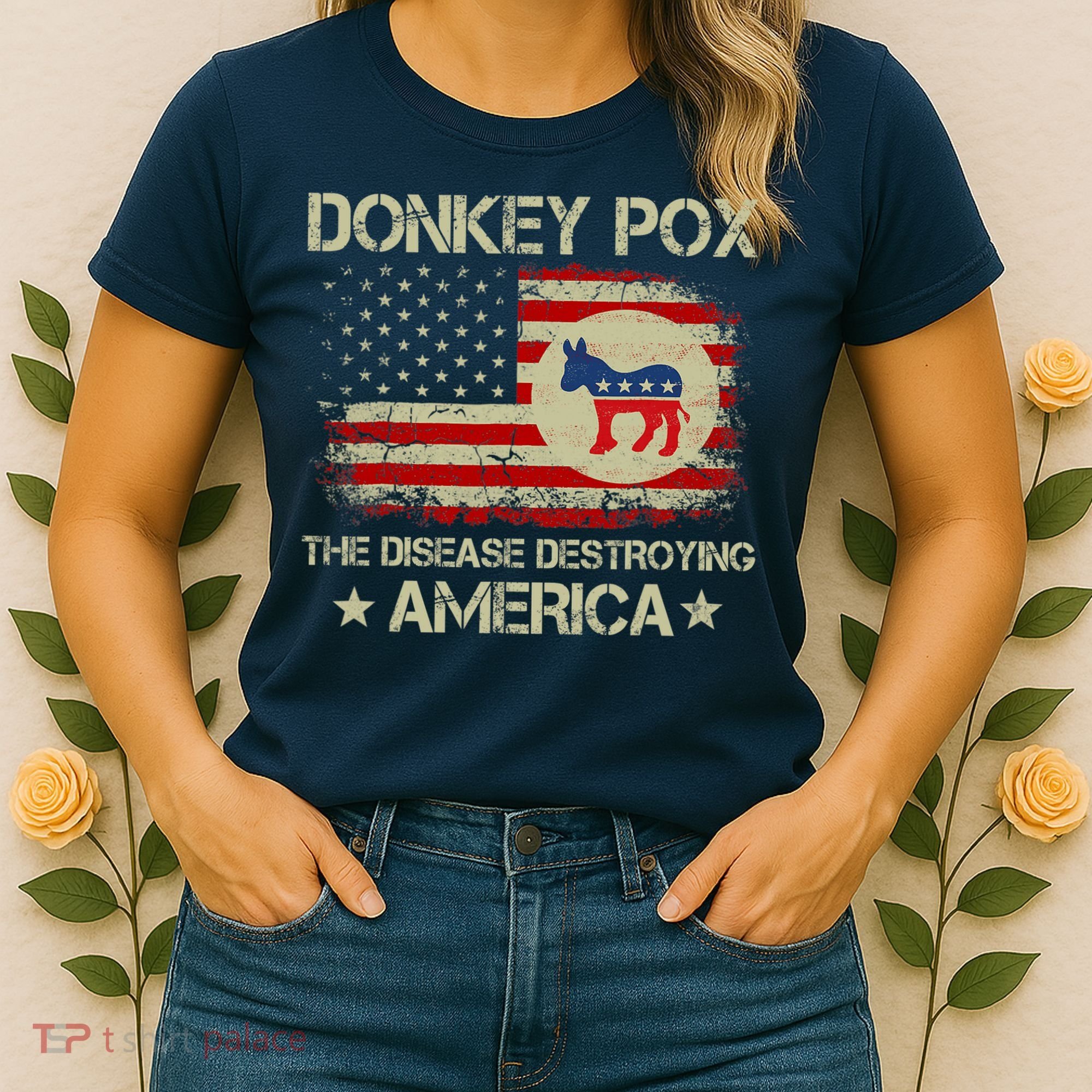 Donkey Pox The Disease Destroying America Funny Anti Biden Women's T-Shirt