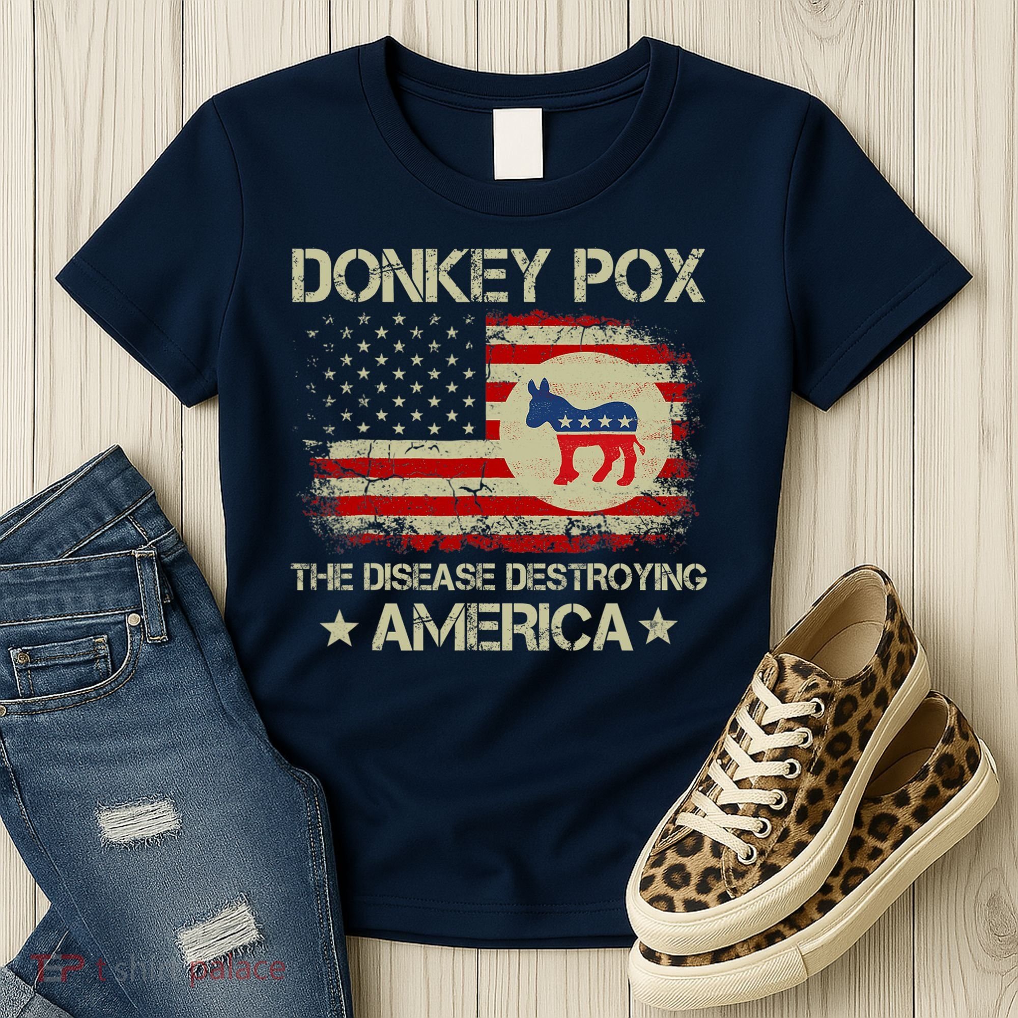 Donkey Pox The Disease Destroying America Funny Anti Biden Women's T-Shirt