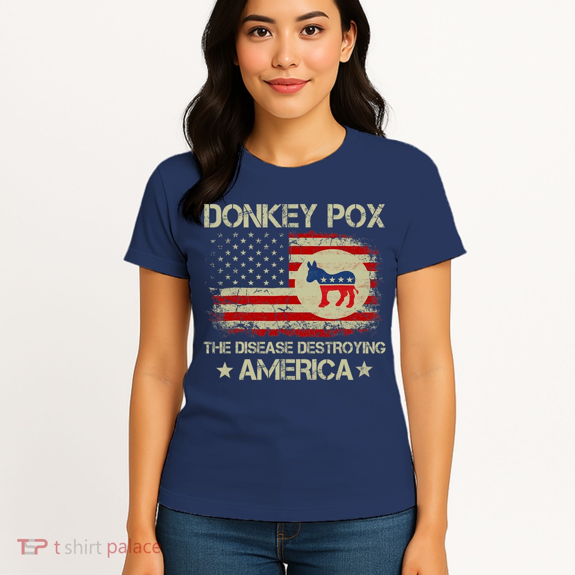 Donkey Pox The Disease Destroying America Funny Anti Biden Women's T-Shirt