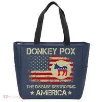 Donkey Pox The Disease Destroying America Funny Anti Biden Tote Bag thumb 0