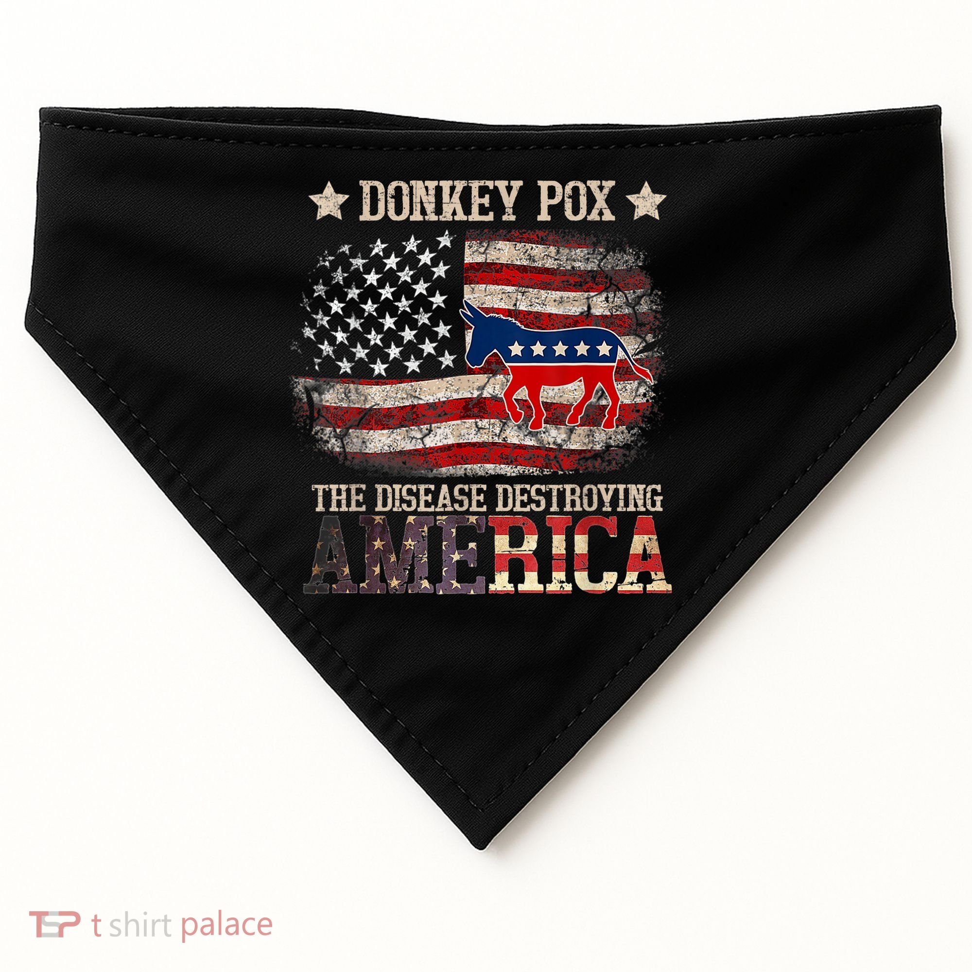Donkey Pox The Disease Destroying America Funny USA-Made Doggie Bandana