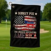 Donkey Pox The Disease Destroying America Funny Golf Towel thumb 1