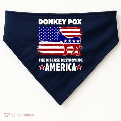 Donkey Pox The Real Problem Destroying America USA Funny USA-Made Doggie Bandana